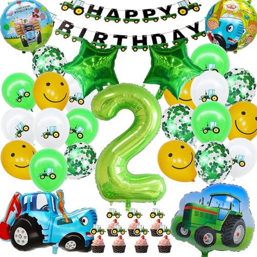 Geburtstagsdeko 2 Jahre Junge, 35 Stück Traktor Deko Enthält Cake Topper, Ballon, Traktor Folienballon, Geburtstag Banner Geburtstagsdeko 2 Jahre Junge, 35 Stück Traktor Deko Enthält Cake Topper, Ballon, Traktor Folienballon, Geburtstag Banner von JEXHBFD