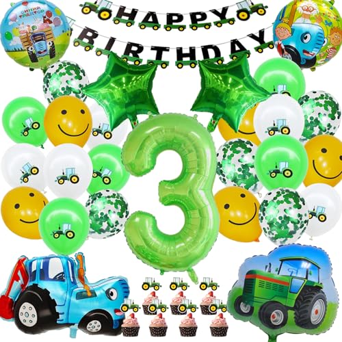 Geburtstagsdeko 3 Jahre Junge, 35 Stück Traktor Deko Enthält Cake Topper, Ballon, Traktor Folienballon, Geburtstag Banner Geburtstagsdeko 3 Jahre Junge, 35 Stück Traktor Deko Enthält Cake Topper, Ballon, Traktor Folienballon, Geburtstag Banner von JEXHBFD