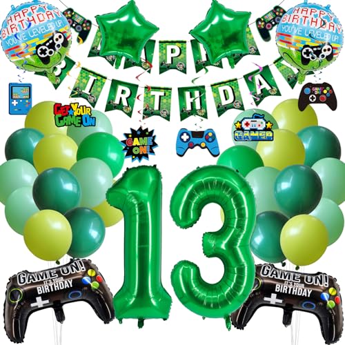 Geburtstagsdeko kind 13 Jahre, 38 Stück Gaming Motto Geburtstagsparty, Enthält Banner anu Zahlenballons hängende Wirbel, Kinder Videospiel Thema Party Dekorationsset Geburtstagsdeko kind 13 Jahre, 38 Stück Gaming Motto Geburtstagsparty, Enthält Banner anu Zahlenballons hängende Wirbel, Kinder Videospiel Thema Party Dekorationsset von JEXHBFD