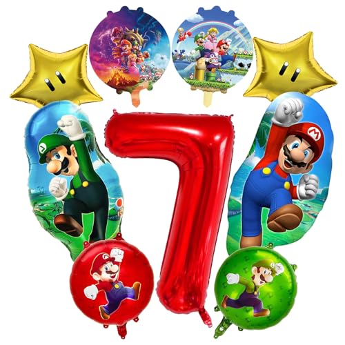 Kindergeburtstag deko set, 7 Jahre Kinder geburtstag Luftballon deko, Enthält Zahlenballons，Runde Ballons，Geeignet als Dekoration für feiern für Jungen und Mädchen von JEXHBFD