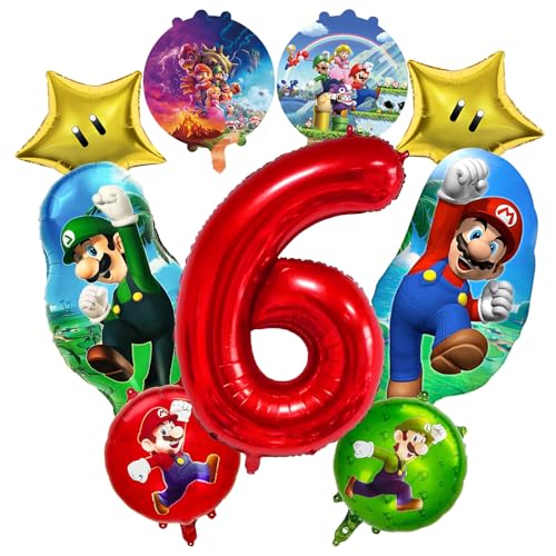 Kindergeburtstag deko set, 6 Jahre Kinder geburtstag Luftballon deko, Enthält Zahlenballons，Runde Ballons，Geeignet als Dekoration für feiern für Jungen und Mädchen von JEXHBFD