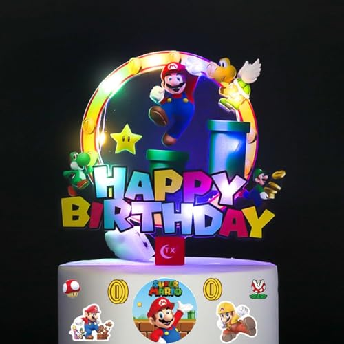 Cartoon Glitzer Geburtstag Kuchen Dekoration, Cupcake Toppers, Torten Deko für Kinder Geburtstag Party, Geeignet für die Dekoration von Geburtstagstorten für Jungen und Mädchen von JEXHBFD