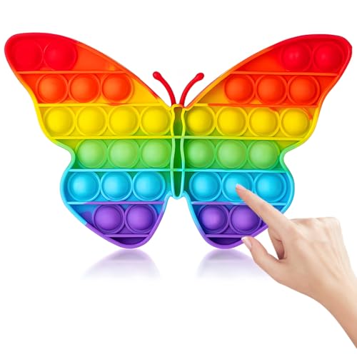 JEYORZY 1pcs Popit Fidget Toy, Pop It Bubble Sensory Fidget Toy, Bubble Popet Antistress Spielzeug, Anti Stress Spielzeug für Kinder und Erwachsene Sensorik(Schmetterling) von JEYORZY