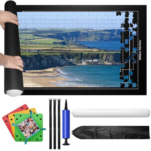 JGCJGG Puzzlematte, Puzzlematte 2000 Teile, Puzzle Roll Storage Mat, mit 4 x Puzzle Sortierschalen für Praktisches Zubehör zur Aufbewahrung von Puzzles JGCJGG Puzzlematte, Puzzlematte 2000 Teile, Puzzle Roll Storage Mat, mit 4 x Puzzle Sortierschalen für Praktisches Zubehör zur Aufbewahrung von Puzzles von JGCJGG