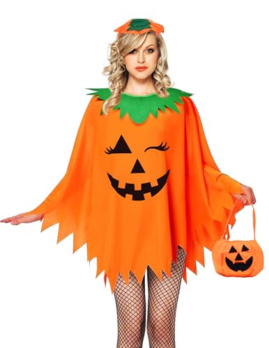 JGCWorker Halloween-Kürbis-Umhang-Kostüm-Set – inklusive Umhang, Kürbis-Eimer und Stirnband – perfekt für Halloween-Party, Süßes oder Saures und Herbst-Festlichkeiten JGCWorker Halloween-Kürbis-Umhang-Kostüm-Set – inklusive Umhang, Kürbis-Eimer und Stirnband – perfekt für Halloween-Party, Süßes oder Saures und Herbst-Festlichkeiten von JGCWorker