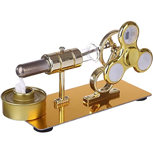 Metall-Stirling-Modellbausatz, Einzylinder-Stirling-Heißluft-Außenverbrennung mit leuchtendem Gyroskop, physikalisches Modell für Erwachsene und Kinder, von JGDLBXJY