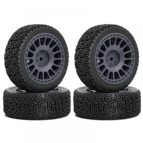 4pcs 68mm Gummireifenräder kompatibel mit 1/10 -Skala -RC -Rallye -Autos wie XV01 XV02 TT01 TT02 -Modelle Aktualisieren Sie Teile Kompatibel mit Rennfahrzeuge(Dark Grey) von JGHFReW
