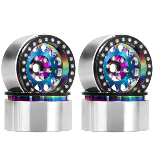 JGHFReW 4 PCs Aluminium Deep Dish 1. 9 "Beadlock Wheel Rim kompatibel mit 1 10 -Skala -RC -Crawler -Modellen wie TRX 4 AXI03007 und ähnlichen Fahrzeugen in roten Farbe(Blue 4pcs) von JGHFReW