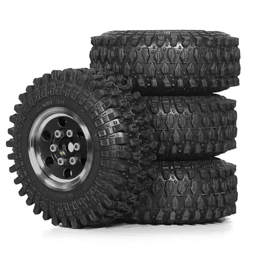 JGHFReW 4pcs 1. 0 Crawler -Reifen mit Beadlock -Rädern Felgen kompatibel mit 1 24 1 18 Skala RC Rock Crawler Cars wie SCX24 AX24 FMS FCX18(4pcs Black) von JGHFReW