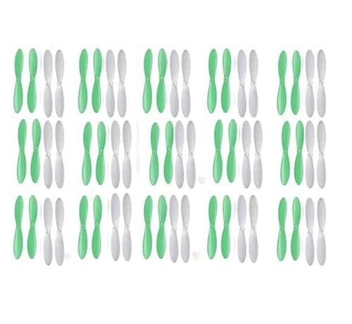JGHFReW 60pcs kompatible Propeller für X4 H107L H107C H107D JXD385 X4 Quadcopter Teile H107-A02 Drohnenzubehör(Green White) von JGHFReW