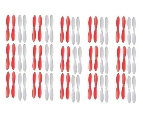 JGHFReW 60pcs kompatible Propeller für X4 H107L H107C H107D JXD385 X4 Quadcopter Teile H107-A02 Drohnenzubehör(RED White) von JGHFReW