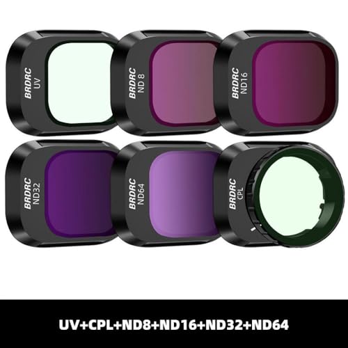 JGHFReW Das Objektivfilter-Set Kompatibel mit 4 Pro enthält CPL ND8 ND16 ND32 ND64 Neutral Density und ND PL Kompatibel mit Drohnenfotografie-Zubehör(6 in 1 ND) von JGHFReW