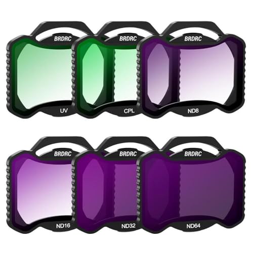JGHFReW Objektivfilter-Set Kompatibel mit Avata 2 kompatible Drohnenkamera CPL ND8 ND16 ND32 ND64 Neutral Density Optical Glass Aluminiumrahmen(6 IN 1) von JGHFReW