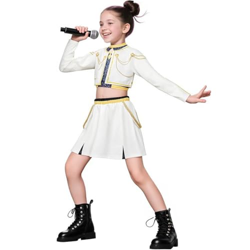 JGJOAIJ Dämonenjäger-Kostüm für Mädchen, Cosplay, Party, Karneval, Outfit, Rumi Mira Zoey, Rollenspiel-Uniform, komplettes Set für Kinder (Weiß1, 12-13 Jahre) von JGJOAIJ