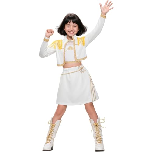 JGJOAIJ Dämonenjäger-Kostüm für Mädchen, Cosplay, Party, Karneval, Outfit, Rumi Mira Zoey, Rollenspiel-Uniform, komplettes Set für Kinder (Weiß4, 4-5 Jahre) von JGJOAIJ