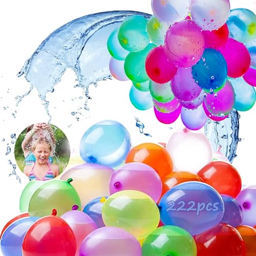 222 Wasserbomben Selbstschließend, Bunt Gemischt Wasserballons, Kein Mühsames Füllen und Verknoten, Schnellfüller, für Kinder und Erwachsene, Wasserspiele, Partys, Geburtstagsgeschenke von JGYCVBU