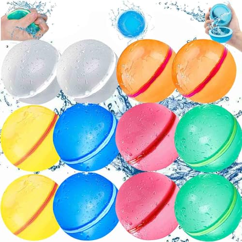 8 Stück Wiederverwendbar Wasserballons, Schnell Befüllbar, Selbstschließend, Wasserspielzeug Kinder Outdoor, für Kinder, Erwachsene, Strand, Poolparty, Wasserschlacht von JGYCVBU