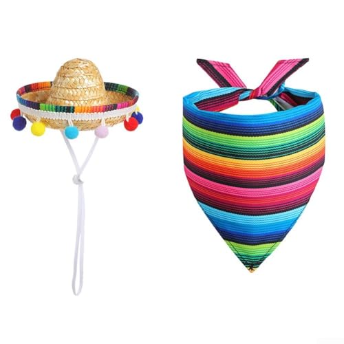 JGmotorfi Buntes Sombrero mit trendigem gestreiftem Bandana, festliche Dekoration, für 58,4 cm große Gans, Terrasse, Hof (Gänseanzug) von JGmotorfi