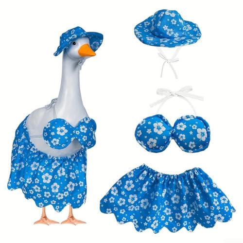 JGmotorfi Gartengans Bekleidungs-Set, Sommer-Strand-Stil, Rasen-Ornament mit Sonnenbrille, Bikini-Hut für 58,4 cm, Outdoor-Hof-Dekoration (Rosa) von JGmotorfi