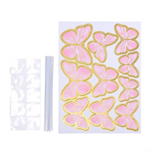 JGmotorfi Goldgeprägter Draht, Schmetterlingsdekoration für Kuchen, elegante Note für besondere Anlässe und Feiern (Rosa) von JGmotorfi