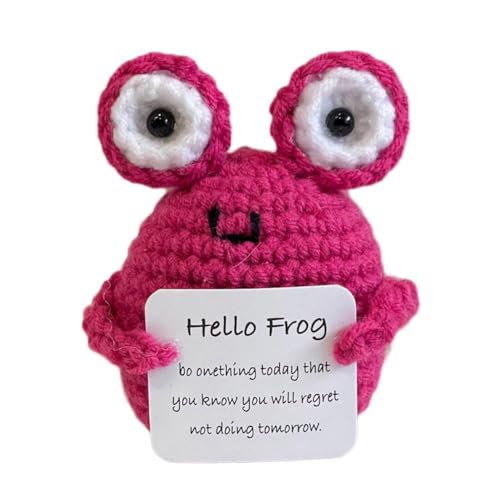 JHIALG Positive Doll Pocket Hug, Funny Easter Bunny Frog Wool Knitting Doll with Positive Bunny Luck Card, Easter Good Affirmation von JHIALG