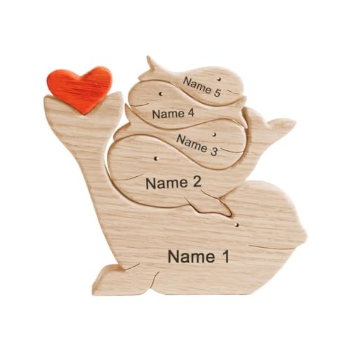 Personalisiertes Katzenpuzzle aus Holz, bis zu 6 Personen, Tierfiguren, Namenspuzzle für Mutter, Vater, Hauseinweihung, Geschenkideen, Holzdekor von JHIALG