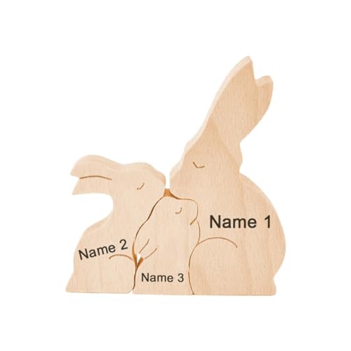 Personalisiertes Katzenpuzzle aus Holz, bis zu 6 Personen, Tierfiguren, Namenspuzzle für Mutter, Vater, Hauseinweihung, Geschenkideen, Holzdekor von JHIALG