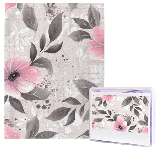 Puzzle mit Blumen und Blättern auf grauem Design, 500 Teile, Holzpuzzle, personalisiertes Fotopuzzle für Erwachsene, Bildpuzzles, Hochzeitspuzzle für Geburtstag, Valentinstag, Jahrestag Puzzle mit Blumen und Blättern auf grauem Design, 500 Teile, Holzpuzzle, personalisiertes Fotopuzzle für Erwachsene, Bildpuzzles, Hochzeitspuzzle für Geburtstag, Valentinstag, Jahrestag von JHLMN