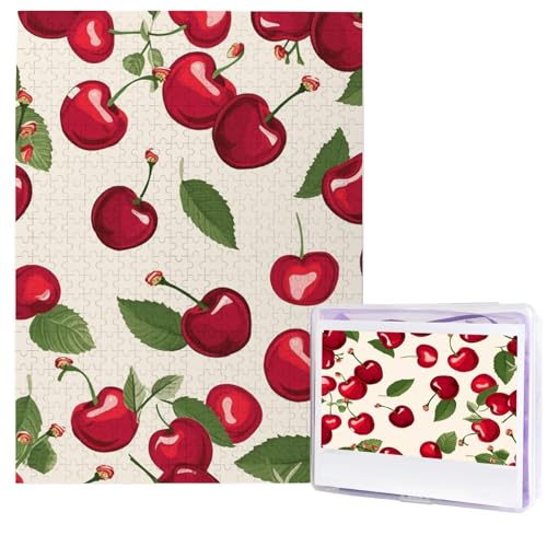 Red Cherry Pattern Jigsaw Puzzles 500 Pieces Wooden Puzzle Personalized Photo Puzzle for Adults Picture Puzzles Wedding Jigsaw for Birthday Valentines Day Anniversary von JHLMN