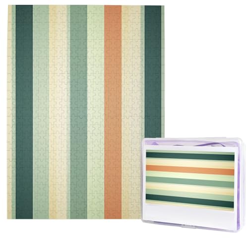 Retro Striped Jigsaw Puzzles 500 Pieces Wooden Puzzle Personalized Photo Jigsaw for Adults Picture Puzzle Wedding Puzzle for Birthday Valentines Day Anniversary von JHLMN