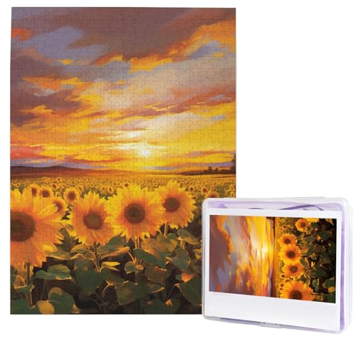 Schönes Sonnenblumenfeld, Sonnenuntergang, Puzzle, 500 Teile, Holzpuzzle, personalisiertes Fotopuzzle für Erwachsene, Bildpuzzle, Hochzeitspuzzle für Geburtstag, Valentinstag, Jahrestag Schönes Sonnenblumenfeld, Sonnenuntergang, Puzzle, 500 Teile, Holzpuzzle, personalisiertes Fotopuzzle für Erwachsene, Bildpuzzle, Hochzeitspuzzle für Geburtstag, Valentinstag, Jahrestag von JHLMN