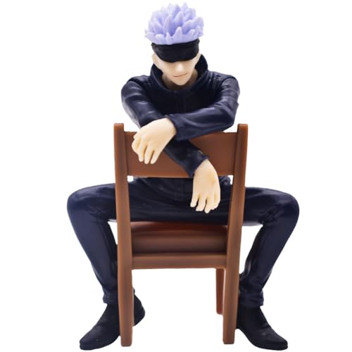 Anime Figuren, Mit Stuhl Gojo Satoru, Jujutsu Kaisen Figur, PVC Anime Charakter Puppenmodelle, Desktop-Dekoration, Desktop-Möbel, Sammlerstück, Kindergeschenk für Auto (Bagged) von JHYALCF