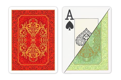 DA VINCI Persiano Italienische Spielkarten aus 100% Kunststoff (2-Deck Set Poker Größe Jumbo Index mit Hartschalenetui und 2 geschnittenen Karten), Grün/Rot von DA VINCI