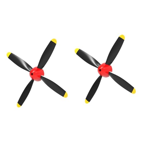 JIAFANRC Propeller Komplettset mit 4 Klingen (Prop Saver Shaft Oberteil + Propeller + roter Spinner) 2 Sets P7610509R für VolantexRC 761-5V2 rotes P51D Mustang WWII Flugzeug von JIAFANRC