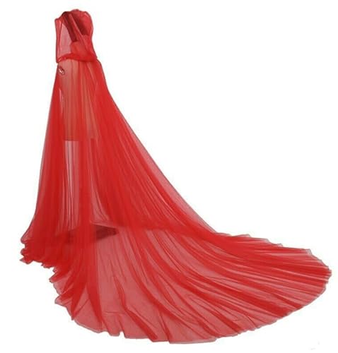 Halloween Kapuzenumhang Damen Geisterbraut Umhang Fasching Kostüm Böse Königin Umhang Abendkleid Damen Hexen Robe Kostüm Horror Vampir Lange Kleid mit Kapuze Damen Horror Braut (Rot) von JIAHG
