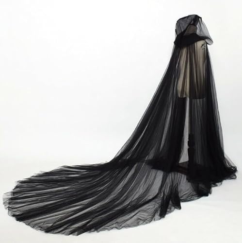 Halloween Kapuzenumhang Damen Geisterbraut Umhang Fasching Kostüm Böse Königin Umhang Abendkleid Damen Hexen Robe Kostüm Horror Vampir Lange Kleid mit Kapuze Damen Horror Braut (Schwarz) von JIAHG