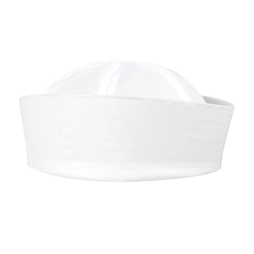 JIAHG 2 Stk. Weißer Matrosenhut Matrosenmütze Männer Kapitänsmütze Damen Marine Kostüm Zubehör Weiß Matrosen Kostüm Kinder Seemannsmütze für Halloween Kostümzubehör (Erwachsene) von JIAHG