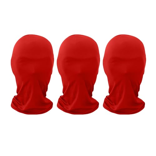 JIAHG 3 Stück Vollgesichtsmaske Halloween Kopfmaske Schwarz Gesichtslose Maske Spielzeug Masken Vollkopfmaske für Halloween Karneval Cosplay Kostüm (Rot) von JIAHG