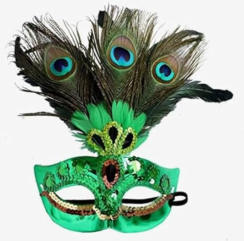 JIAHG Damen Federmaske Venezianische Maskerade Maske Halloween Karneval Abschlussball Augenmaske Cosplay Kostüm Gesichtsmaske Ostermaske mit Federn von JIAHG