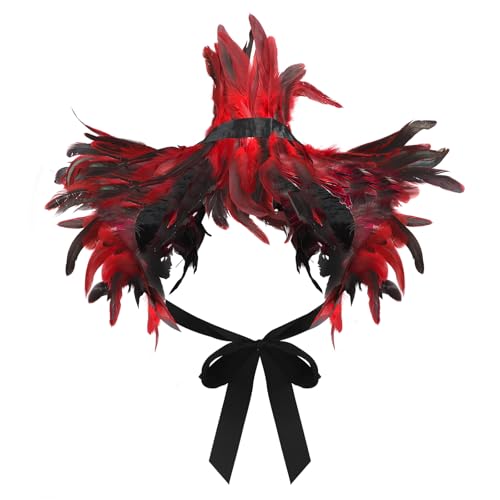 JIAHG Gothic natürlicher Federschal Feder Shrug Schal Wrap Schulterwickel Gothic Kragen Halloween Party Cosplay Kostüm Scha Umhang von JIAHG