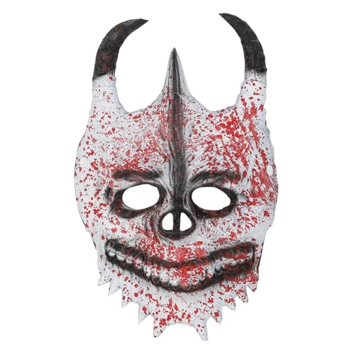 JIAHG Halloween Halbgesichtsmaske gruselige Tiermaske Dämon Halbmaske Oster Horror Kopfbedeckung Schofar Halbgesichts-Kopfschmuck für Halloween Karneval Party Kostüm (Knochen Weiß) von JIAHG