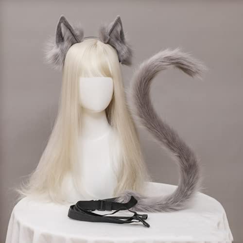 JIAHG Halloween Kostüme Plüsch Katzenohren katzenschwanz Cosplay Set katzenschwanz und Ohren Katzenohren Ohren Haarspange Headwear Damen Halloween Fasching Karneval Masquerade Cosplay Frauen von JIAHG