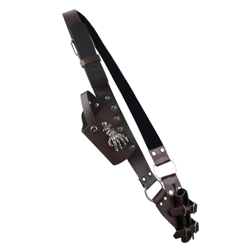 JIAHG Mittelalterlicher PU Leder Schwertfrosch verstellbarer Pistolentasche mit Schultergurt Schwertscheide Halter Halloween Ritter Krieger Piraten Kostüm Renaissance Gürtel Set (Braun) von JIAHG