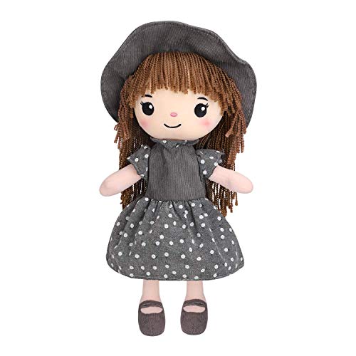 JIAHG Niedliche Puppe Plüschpuppe Mädchen Kuschelpuppe Stoffpuppe Kinder- Spielzeug Püppchen für Kleinkinder als Geburtstagsgeschenk (Grau A) von JIAHG