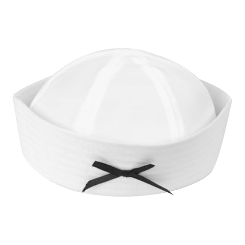 JIAHG Unisex Matrosenhut Matrosenmütze Männer Kapitänsmütze Damen Marine Kostüm Zubehör Weiß Matrosen Kostüm Seemannsmütze für Halloween Kostümzubehör (Weiß) von JIAHG