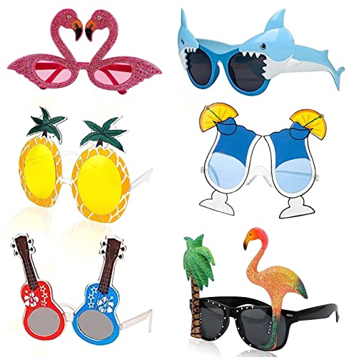 JIAJIAYI Luau Party Sonnenbrille,Party Brille Lustige Hawaiianische Brille,Hawaiian Tropical Brille Kostüm Party Sonnenbrille für Sommer Kostüm Party Zubehör,Foto Requisiten (Color-6 Paar) von JIAJIAYI