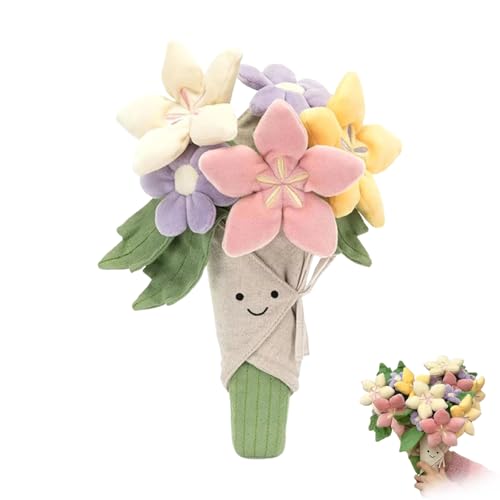 JIALING Cute Flower Plush Doll, Kawaii Smiling Flower Plush Stuffed Toy, Soft Floral Stuffed Animal with Smiling Face, Sweet Gifts for Wife, Girlfriend and Mom (1Pcs) von JIALING