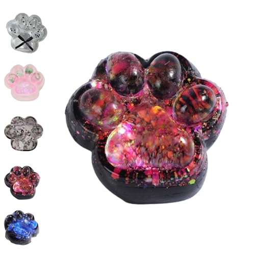 JIALING Jelly Handgemachtes Big Cat Paw Squeeze Toys aus Silikon, Cat Paw Squeeze Toys, Transparent Niedliche Katzenpfoten-Quetschbälle, Squishy-Spielzeug zum Stressabbau (Black Red) von JIALING