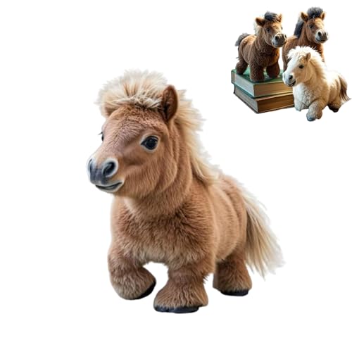 My Realistic Robot Pony, Interactive Soft Horse Doll Plush Animal, Walks, Barks, Barks, and Wags Its Tail—Just Like The Real Thing, Life Like Horse That Moves, Cute Pet Doll Home Decor (Khaki) von JIALING