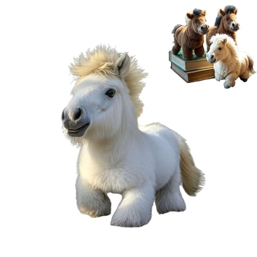 My Realistic Robot Pony, Interactive Soft Horse Doll Plush Animal, Walks, Barks, Barks, and Wags Its Tail—Just Like The Real Thing, Life Like Horse That Moves, Cute Pet Doll Home Decor (White) von JIALING